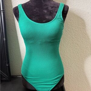 Emerald Green Textured Women's One Piece Swimsuit